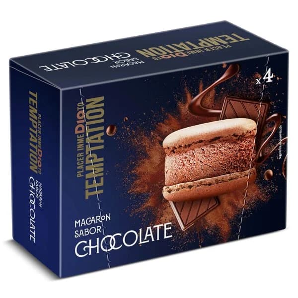 Helado macarrón de chocolate 4 unidades  Temptation de Dia estuche 168 g - 1 ud - Imagen del producto en Findit