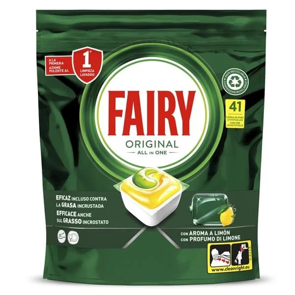 Lavavajillas máquina original limón Fairy bolsa 41 unidades - 40.88 ud - Imagen del producto en Findit