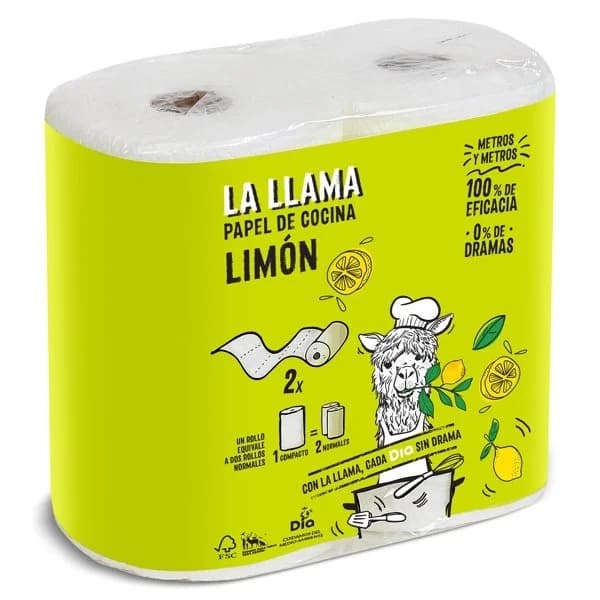 Papel de cocina limón 2 capas La Llama Dia bolsa 2 unidades - 2 ud - Imagen del producto en Findit