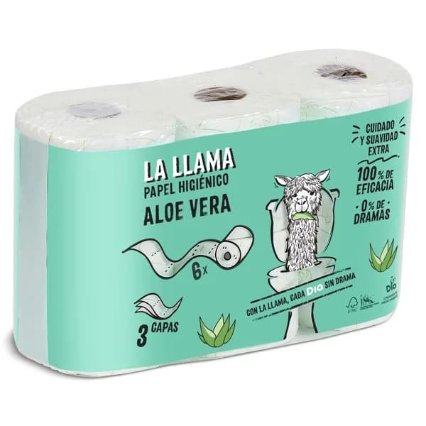 Papel higiénico aloe vera 3 capas La Llama Dia bolsa 6 unidades - 5.98 ud - Imagen del producto en Findit