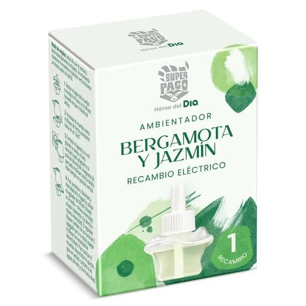 Ambientador eléctrico bergamota y jazmín recambio Super Paco de Dia caja 1 unidad - 1 ud - Imagen del producto en Findit