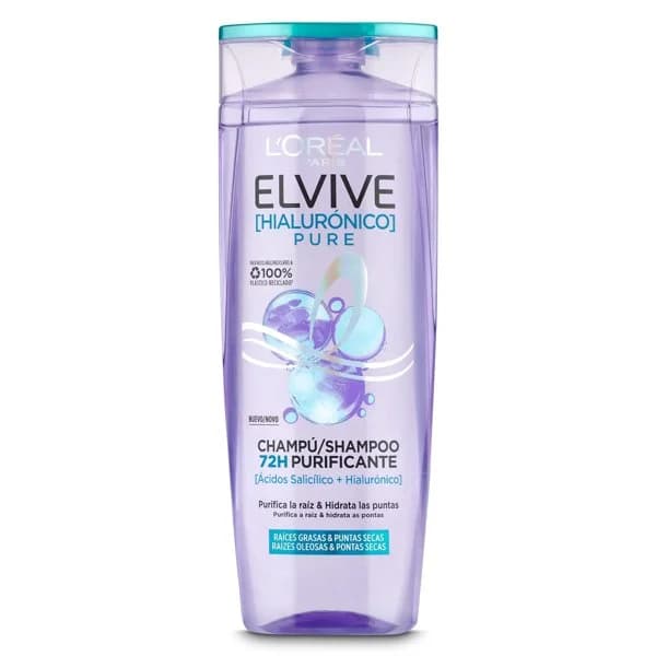Champú purificante con ácido hialurónico Elvive botella 300 ml - 0.3 l - Imagen del producto en Findit