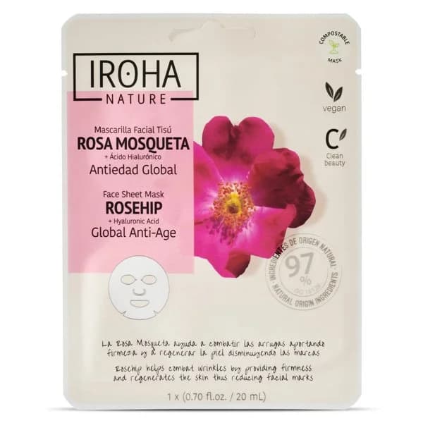 Mascarilla facial rosa mosqueta tissue Iroha sobre 1 unidad - 1 ud - Imagen del producto en Findit