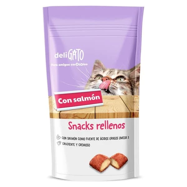 Snacks para gatos rellenos con salmón Deligato Dia bolsa 60 g - 0.06 kg - Imagen del producto en Findit