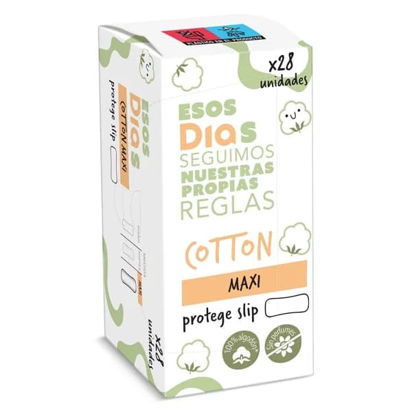Protegeslips cotton-algodón maxi Esos Dias caja 28 unidades - 26.43 ud - Imagen del producto en Findit