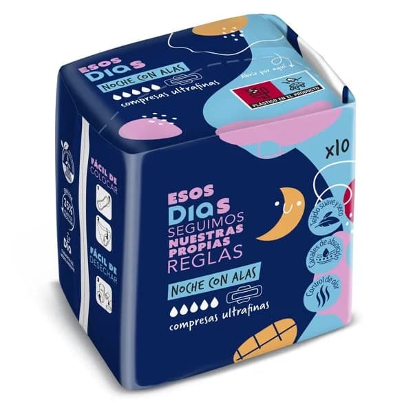 Compresas ultrafina noche con alas Esos Dias bolsa 10 unidades - 9.93 ud - Imagen del producto en Findit