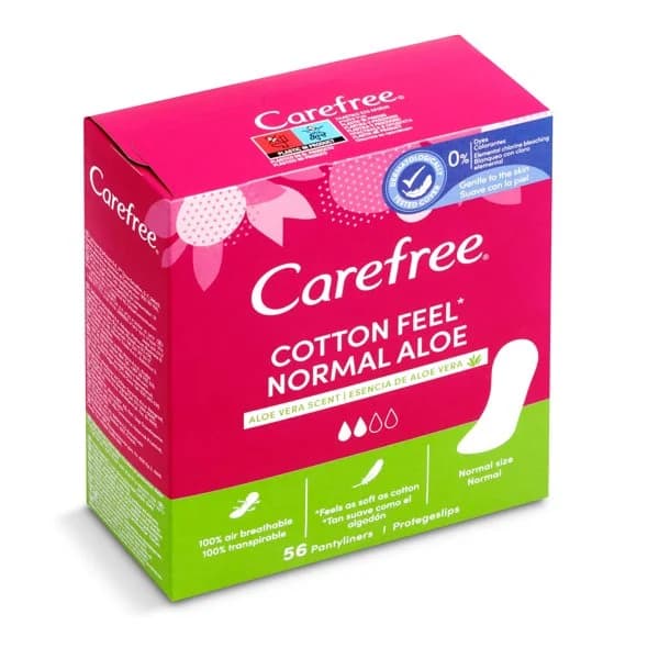 Protegeslips cotton aloe vera Carefree caja 56 unidades - 55.57 ud - Imagen del producto en Findit