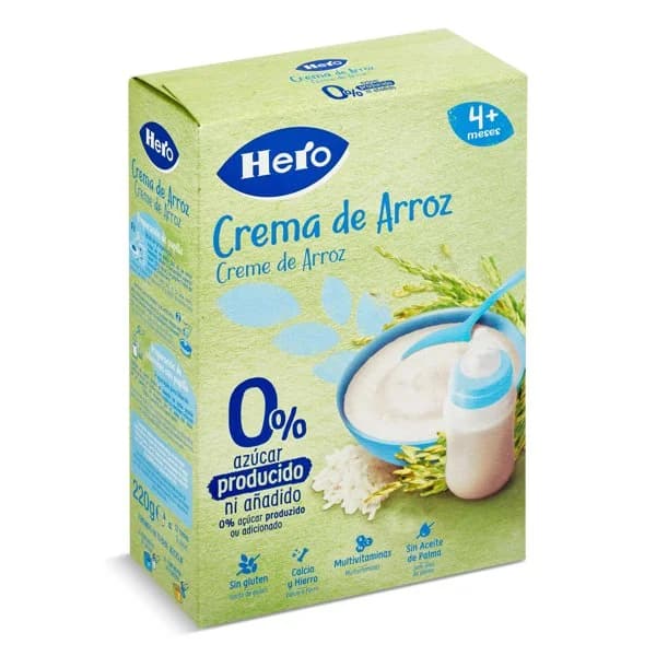 Papilla crema de arroz sin azúcares añadidos Hero caja 220 g - 0.22 kg - Imagen del producto en Findit