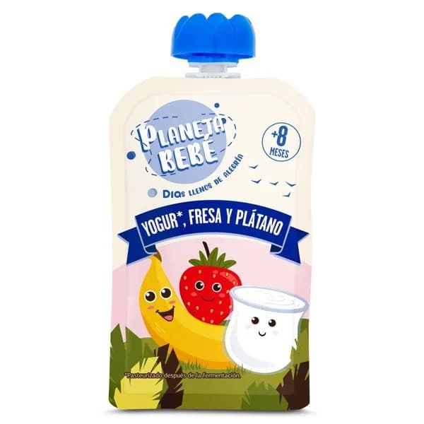 Yogur con fresa y plátano  Planeta Bebé de Dia bolsa 100 g - 1 ud - Imagen del producto en Findit