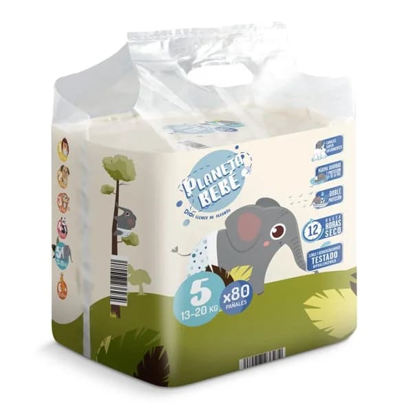 Pañales 13-20 kgs talla 5 Planeta Bebé de Dia bolsa 80 unidades - 1 ud - Imagen del producto en Findit