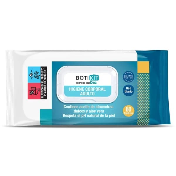 Toallitas de higiene corporal para adultos Botikit de Dia bolsa 60 unidades - 57 ud - Imagen del producto en Findit
