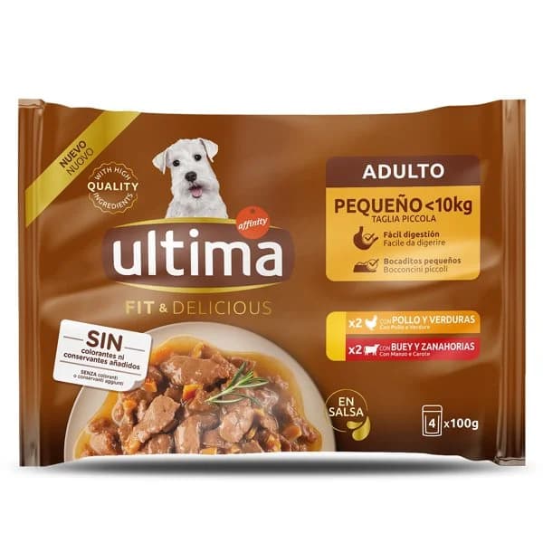 Alimento para perros adultos mix pollo / buey Ultima bolsa 4 x 100 g - 0.4 kg - Imagen del producto en Findit