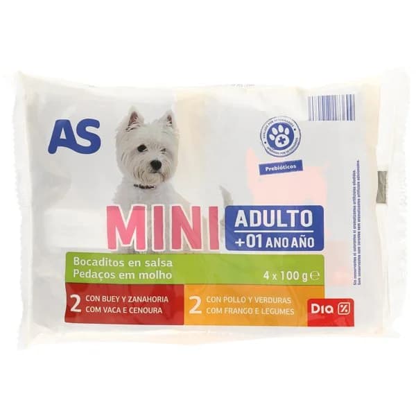 Bocaditos en salsa para perros mini As Dia bolsa 400 g - 1 ud - Imagen del producto en Findit