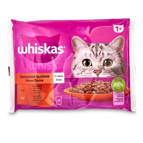 Alimento para gatos selección carnes en salsa Whiskas bolsa 340 g - 0.34 kg - Imagen del producto en Findit