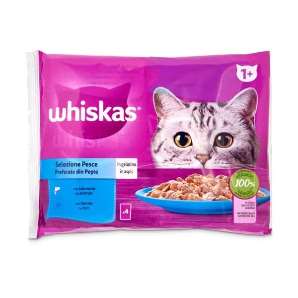 Alimento para gatos selección pescado en gelatina Whiskas bolsa 340 g - 0.34 kg - Imagen del producto en Findit
