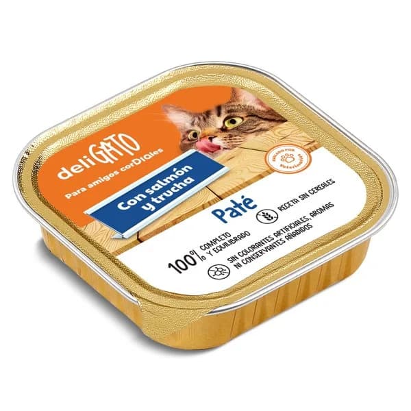 Paté para gato con salmón y trucha Deligato Dia tarrina 100 g - 0.1 kg - Imagen del producto en Findit