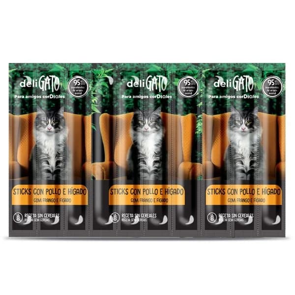 Snack para gatos sticks de pollo e hígado Deligato Dia bolsa 10 x 5 g - 0.05 kg - Imagen del producto en Findit