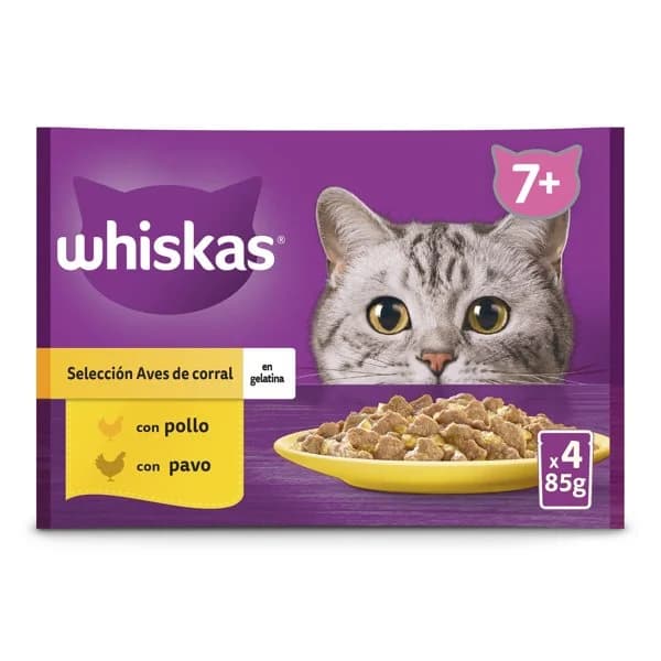 Alimento para gatos senior aves en gelatina Whiskas bolsa 340 g - 0.34 kg - Imagen del producto en Findit