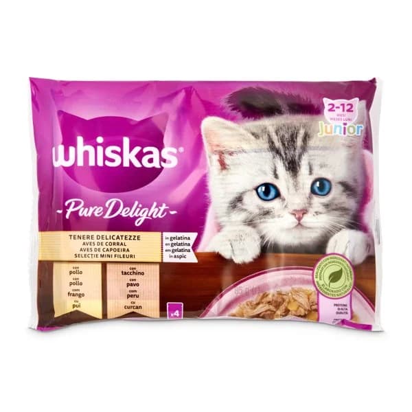 Alimento para gatos junior aves en gelatina Whiskas bolsa 340 g - 0.34 kg - Imagen del producto en Findit
