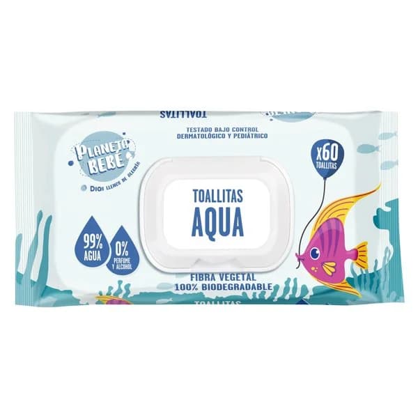 Toallitas aqua Planeta Bebé de Dia bolsa 60 unidades - 60 ud - Imagen del producto en Findit