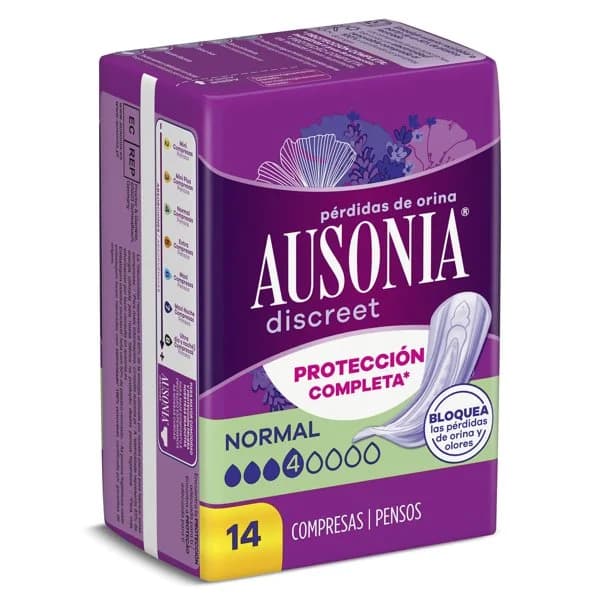 Compresas incontinencia normal Ausonia Discreet bolsa 14 unidades - 14.08 ud - Imagen del producto en Findit