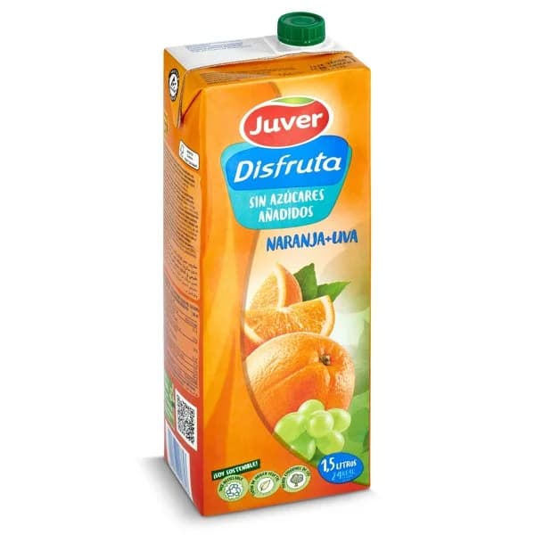Bebida de zumo light de naranja y uva Juver brik 1.5 l - 1.5 ud - Imagen del producto en Findit