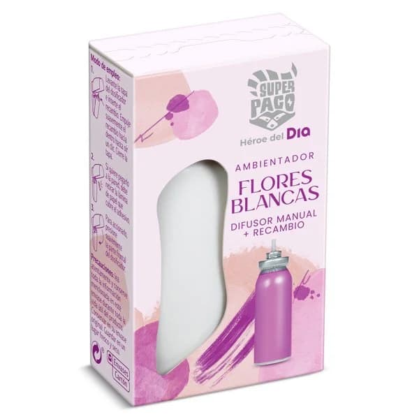 Difusor ambientador manual con recambio flores blancas Super Paco de Dia caja 1 unidad - 1 ud - Imagen del producto en Findit
