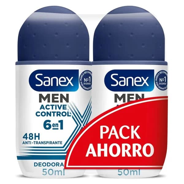 Desodorante roll-on active control hombre Sanex pack 2 x 50 ml - 1 ud - Imagen del producto en Findit