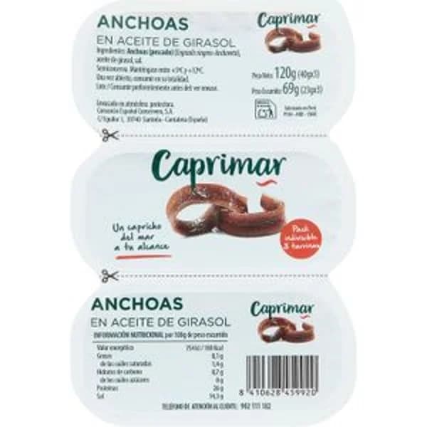 Anchoas en Aceite de Girasol - 0.07 kg - Imagen del producto en Findit
