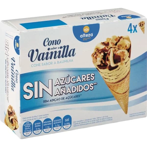 Helado Cono Vainilla Sin Azucar - 0.44 l - Imagen del producto en Findit