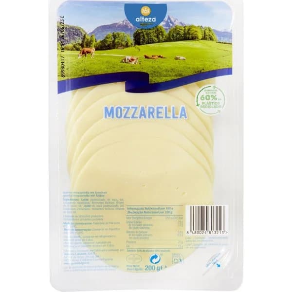 Queso Mozzarella Lonchas - 0.2 kg - Imagen del producto en Findit