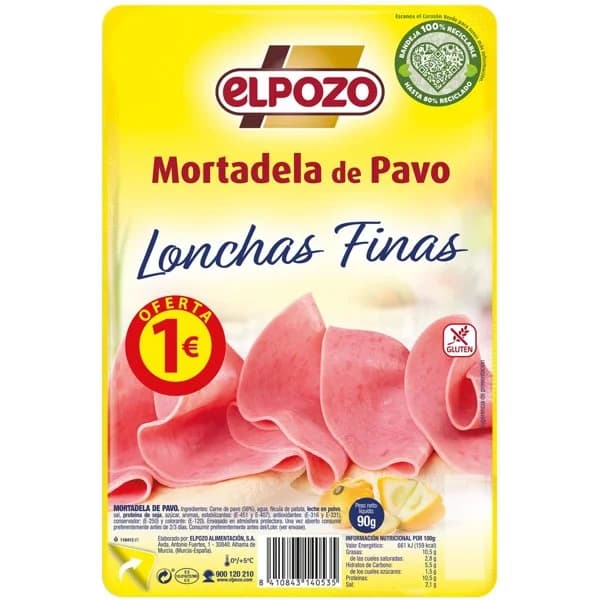 Mortadela de Pavo Lonchas Finas - 0.25 kg - Imagen del producto en Findit