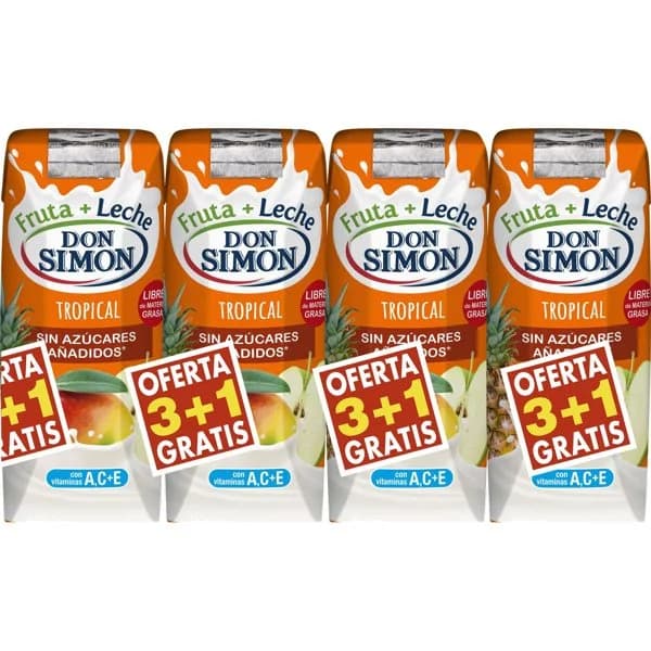 Zumo Leche Tropical P-3+1 Gratis - 0.99 l - Imagen del producto en Findit