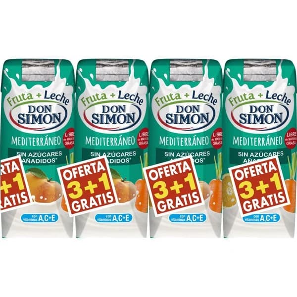 Zumo Leche Mediterraneo Zero P-3+1 - 1 ud - Imagen del producto en Findit