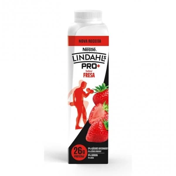 Leche fermentada liquida desnatada pro+ sabor fresa sin azúcar añadido Lindahls sin gluten y sin lactosa 344 g. - 0.34 kg - Imagen del producto en Findit