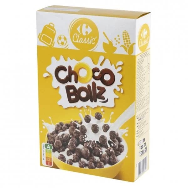 Cereales Choco Bollz Carrefour Classic 375 g. - 0.38 kg - Imagen del producto en Findit