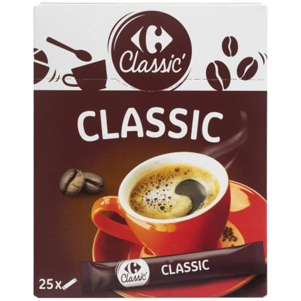 Café soluble classic en sobres Carrefour 25 unidades de 2 g. - 0.05 kg - Imagen del producto en Findit