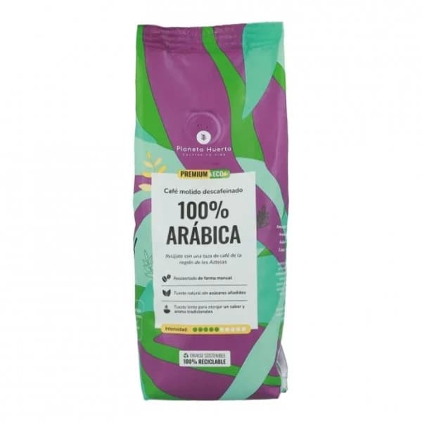 Café molido natural descafeinado 100% arábica ecológico Planeta Huerto 250 g. - 0.25 kg - Imagen del producto en Findit