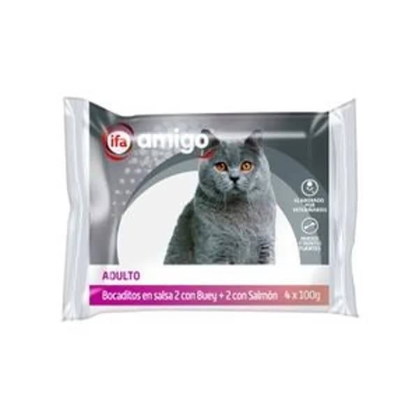 Bocaditos en salsa 2 de buey - 2 de salmón 4x100 g - 0.4 kg - Imagen del producto en Findit