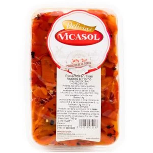 Bandeja de pimientos rojos en tiras 350 g - 0.35 kg - Imagen del producto en Findit