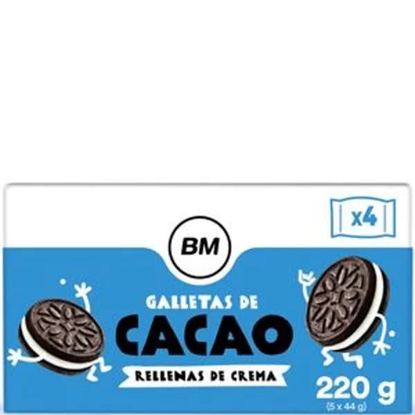 Galletas de cacao rellenas de crema 220 g - 0.22 kg - Imagen del producto en Findit