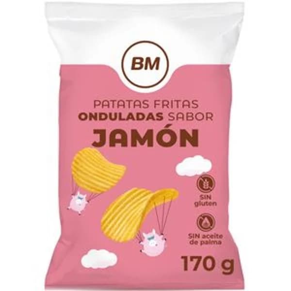 Patatas fritas onduladas sabor jamón 170 g - 0.17 kg - Imagen del producto en Findit