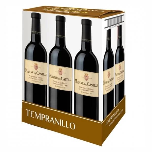 Vino tinto Tempranillo de la tierra de Castilla y León Mayor de Castilla pack de 6 botellas de 75 cl. - 1 ud - Imagen del producto en Findit