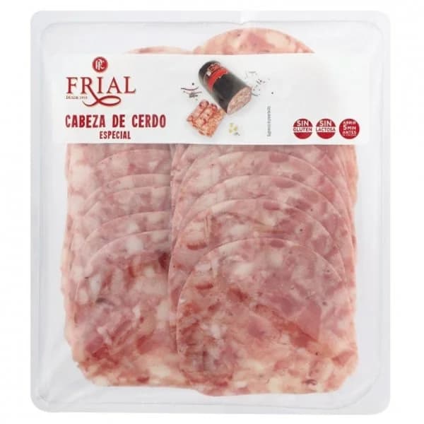 Cabeza de cerdo en lonchas Embutidos Frial sin gluten y sin lactosa 260 g - 0.26 kg - Imagen del producto en Findit
