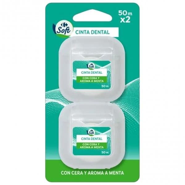 Cinta dental Carrefour Soft pack de 2 unidades de 50 m. - 124.5 m - Imagen del producto en Findit