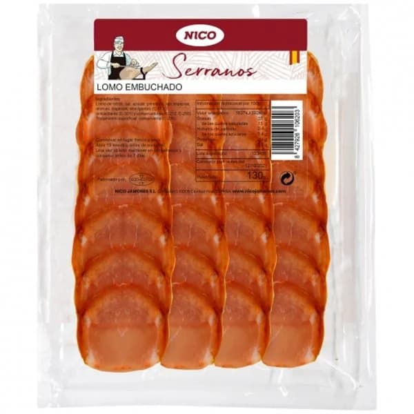 Lomo embuchado en lonchas Nico Serranos 130 g - 0.13 kg - Imagen del producto en Findit