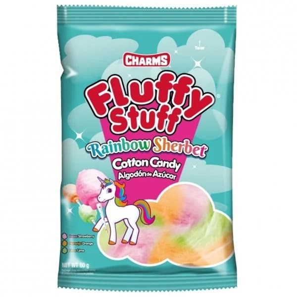 Algodón de azúcar 3 sabores ácidos Fluffy Stuff Charms 60 g. - 1 ud - Imagen del producto en Findit