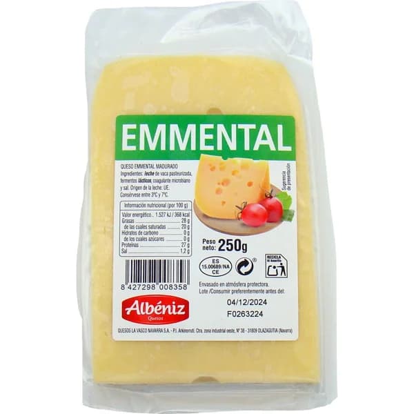 Queso Emmental - 0.25 kg - Imagen del producto en Findit