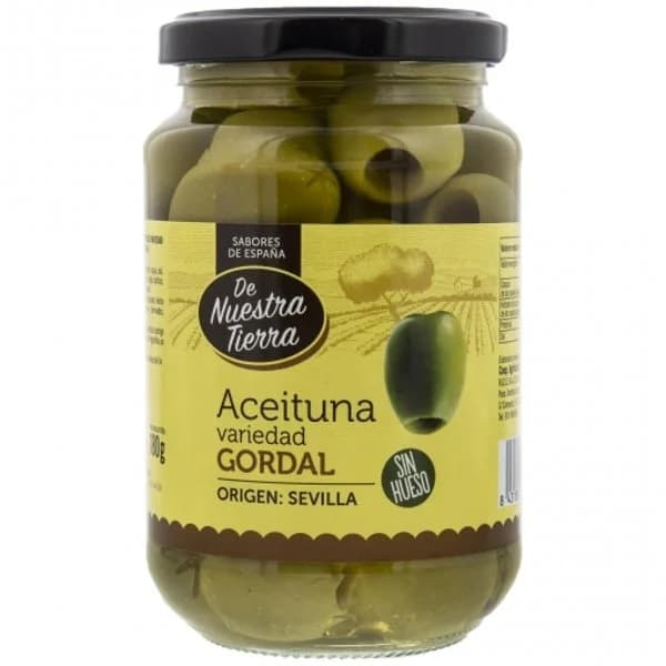 Aceitunas gordal sin hueso De Nuestra Tierra 180 g. - 0.18 kg - Imagen del producto en Findit