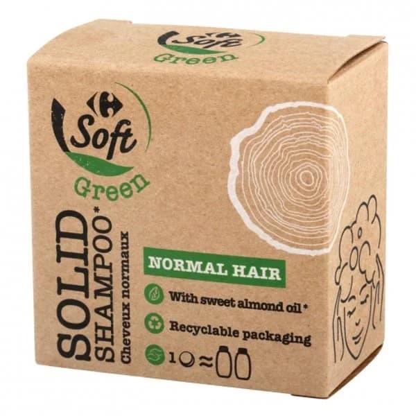 Champú sólido con aceite de almendra dulce para cabellos normales Carrefour Soft Green 75 g. - 0.08 kg - Imagen del producto en Findit